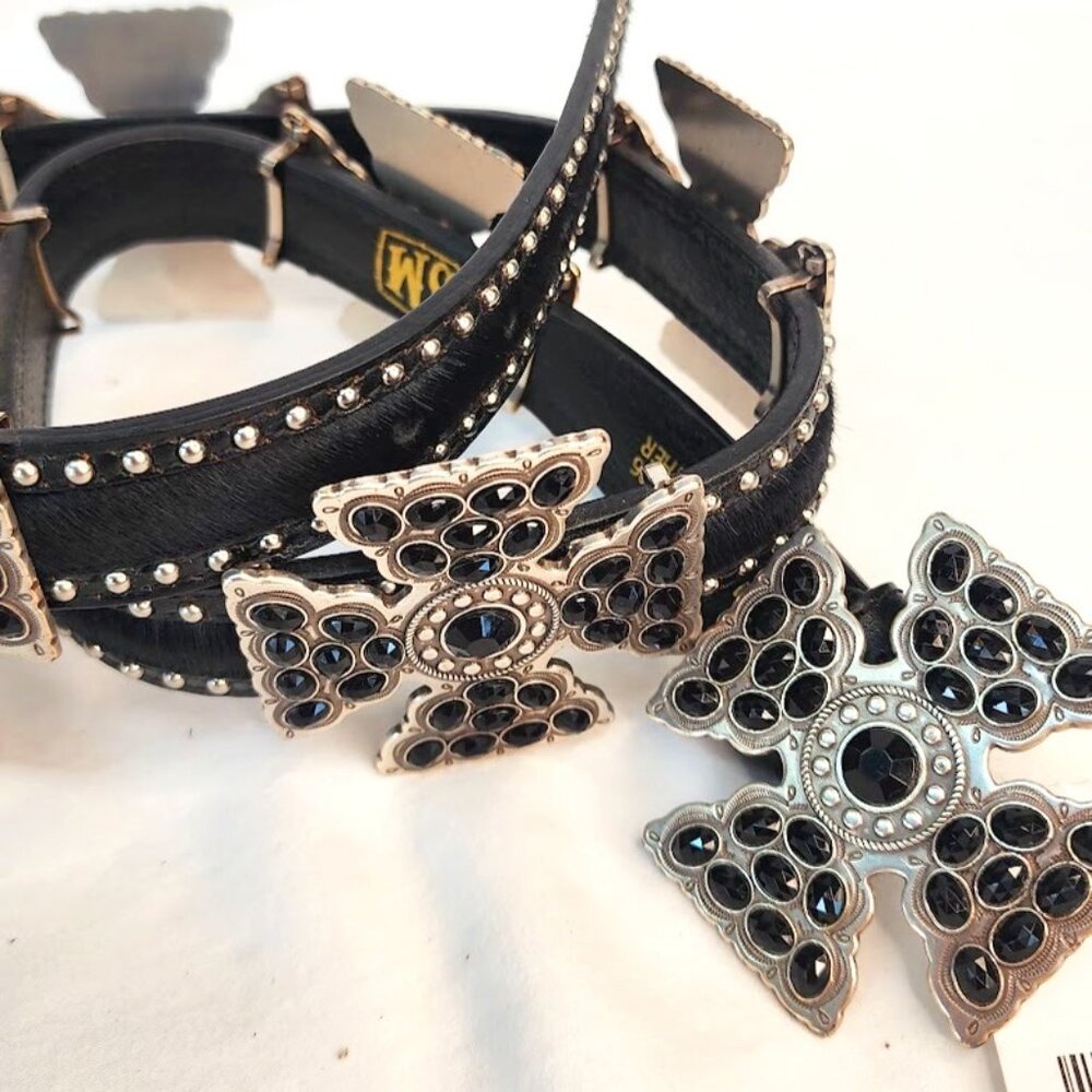 SSM Black Cowhide Belt w/ Maltese Cross Buckle NWT.  Size Large (36)